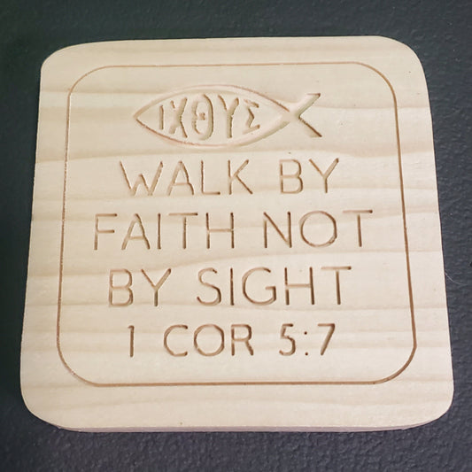 Walk By Faith Poplar Coaster Set (4 each per set)