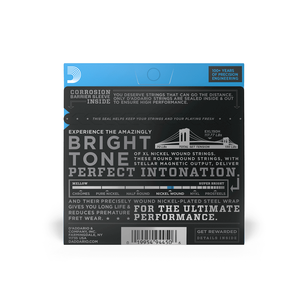 D'Addario EXL150H-3D High Strung/Nashville Tuning, XL Nickel Electric Guitar Strings 10-26 Gauge (3 Sets)
