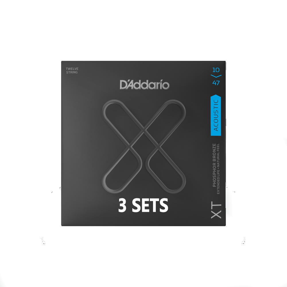 D'Addario XTAPB1047-12-3P XT 12 String Acoustic Phosphor Bronze, 10-47 Extra Light (3 SETS)