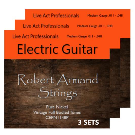 Robert Armand CEPN1148-3 Pure Nickel Electric Guitar Strings Medium Gauge 11-48 (3-SETS)