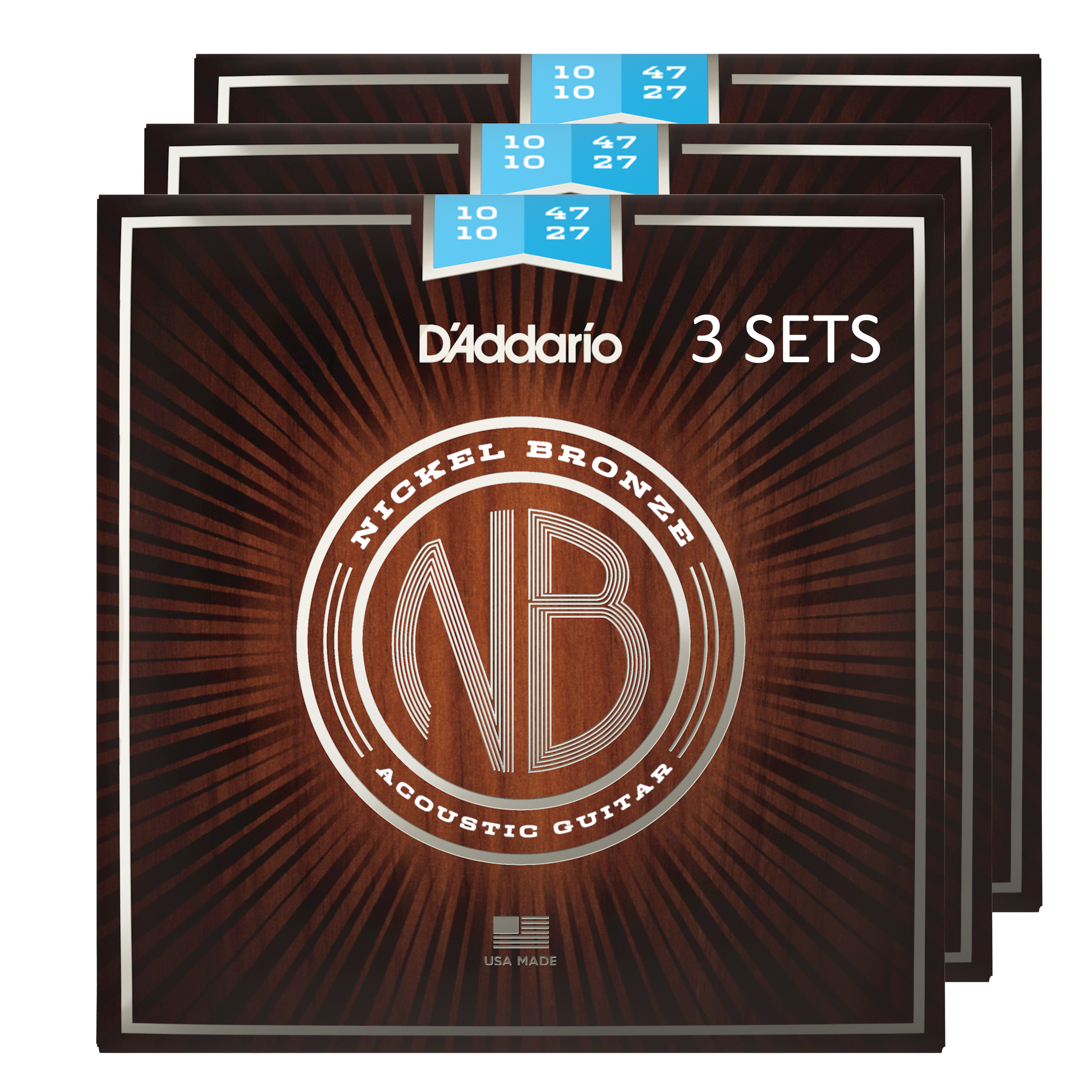 D Addario NB1047 12 3P Nickel Bronze Acoustic Guitar Strings Light 12 Str 10 47 3 SETS