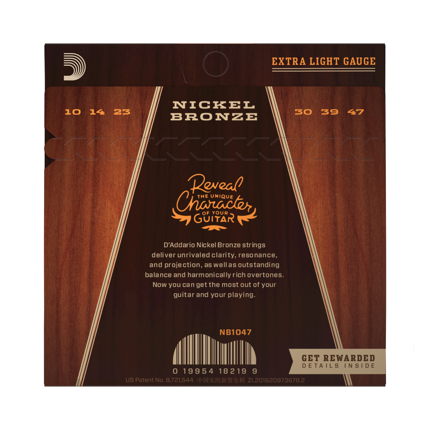 D'Addario NB1047-3P Nickel Bronze Acoustic Guitar Strings, Extra-Light 10-47 (3-SETS)