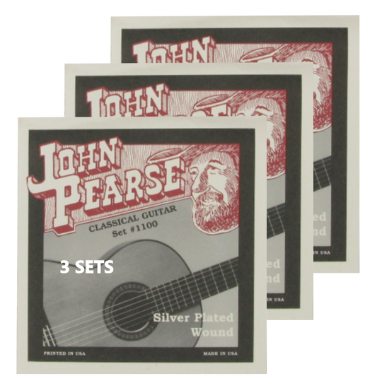 John Pearse 1100-3P Classical 6-String Guitar Silver Plated Wound Normal Tension, 28-43 (3 SETS)