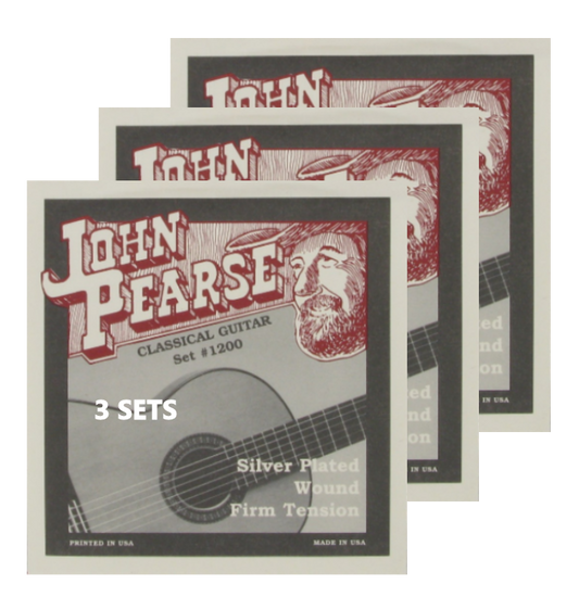 John Pearse 1200-3P Classical 6-String Guitar Silver Plated Wound Firm Tension, 29-44 (3 SETS)