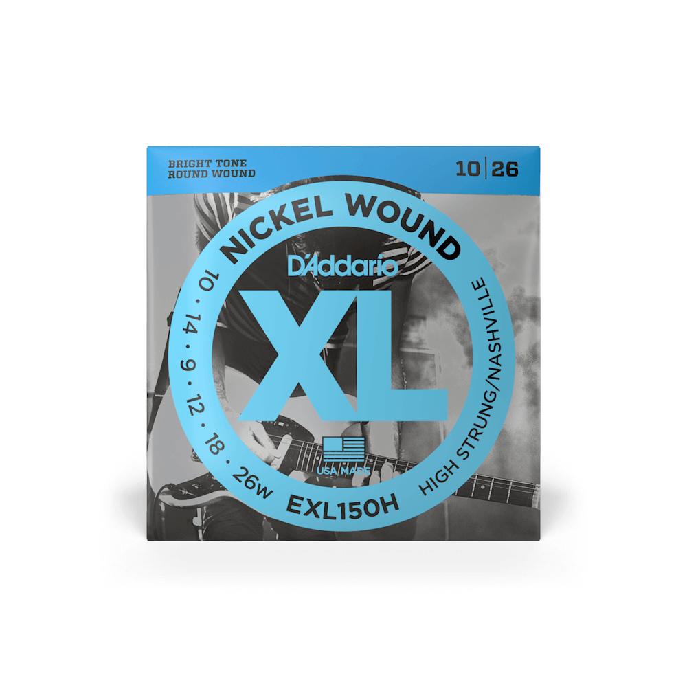 D'Addario EXL150H-3D High Strung/Nashville Tuning, XL Nickel Electric Guitar Strings 10-26 Gauge (3 Sets)