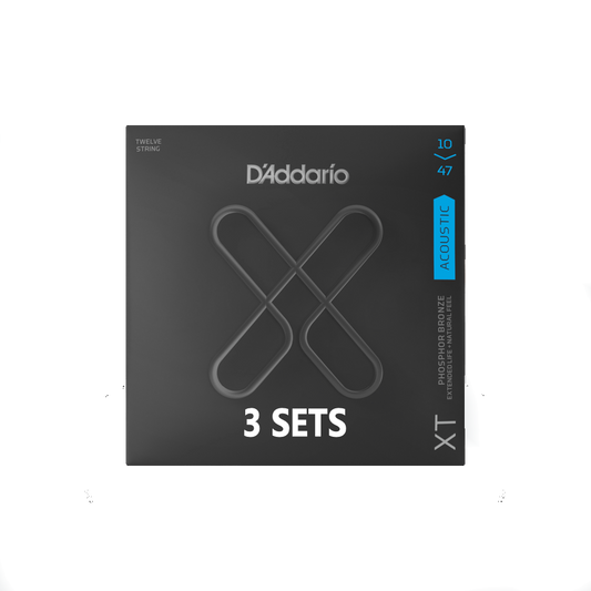 D'Addario XTAPB1047-12-3P XT 12 String Acoustic Phosphor Bronze, 10-47 Extra Light (3 SETS)