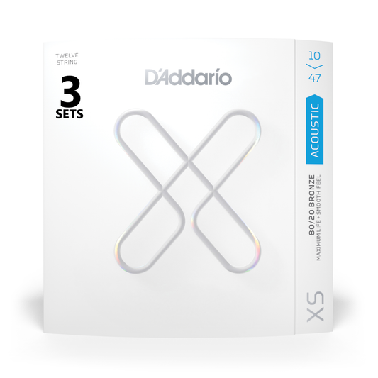 D'Addario XSABR1047-12-3P 80/20 Bronze Coated Acoustic Guitar Strings 10-47 Light (3 SETS)