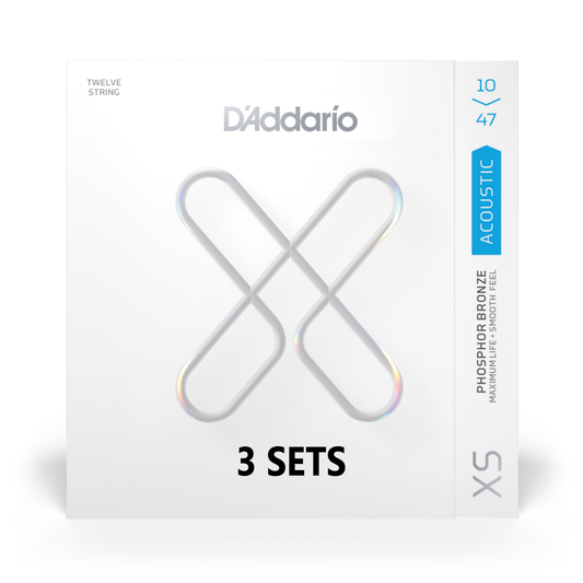 D'Addario XSAPB1047-12-3P XS Phosphor Bronze 10-47 Light 12-String (3 SETS)