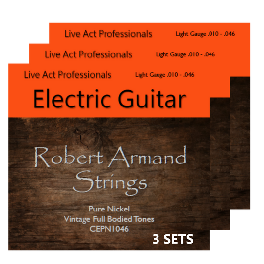 Robert Armand CEPN1046-3 Pure Nickel Electric Guitar Strings Light Gauge 10-46 (3-SETS)