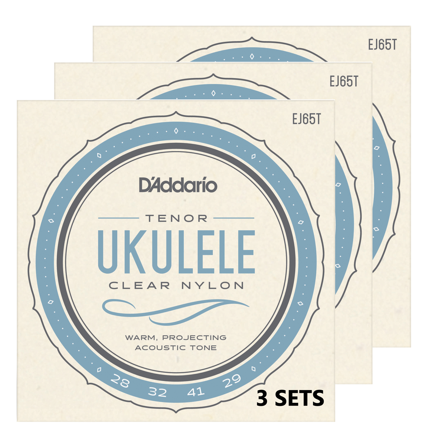 D'Addario EJ65T-3P Pro-Arté Custom Extruded Nylon Ukulele Strings, Tenor