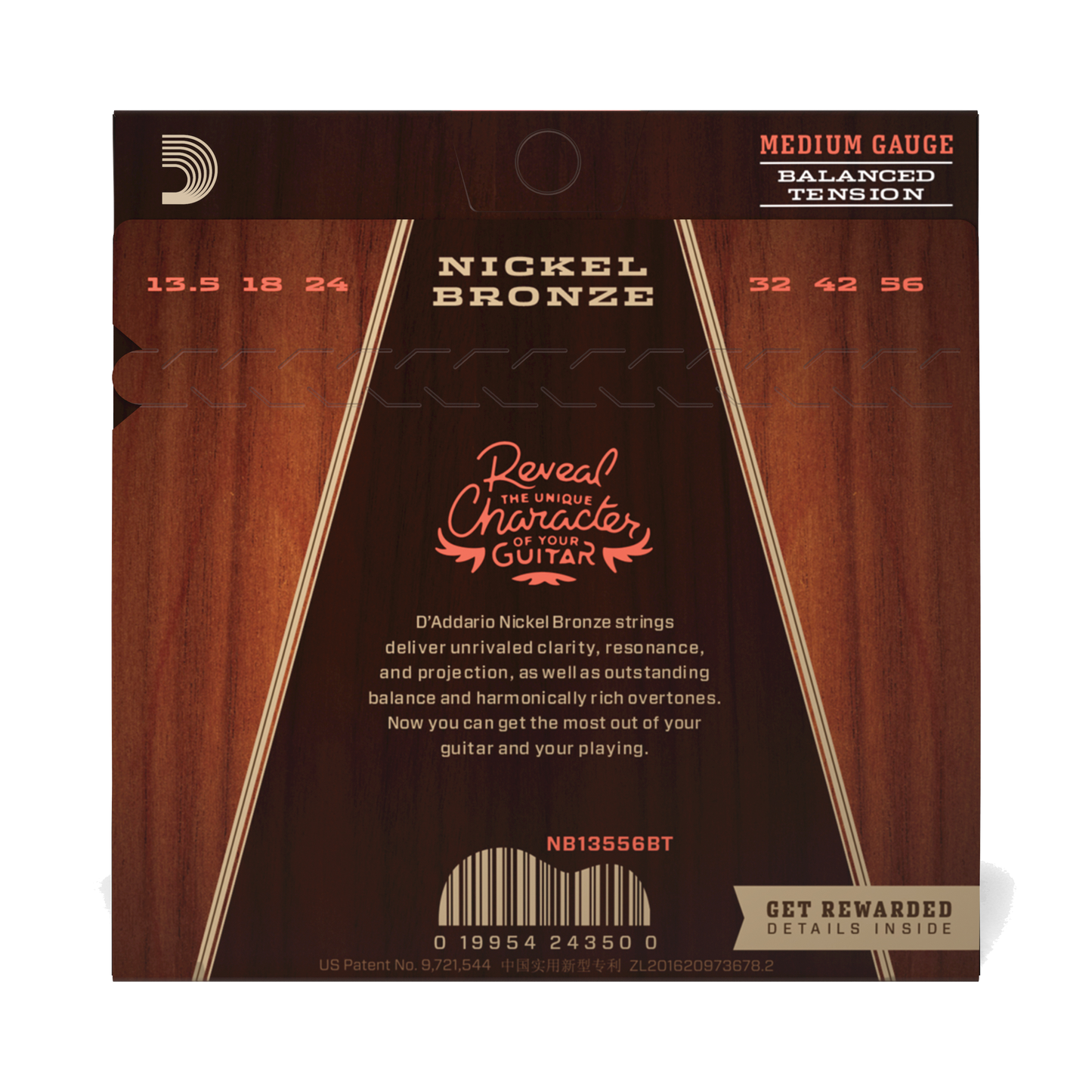 D'Addario NB13556BT-3P Nickel Bronze Acoustic Guitar Strings, Balanced Tension Med (3 SETS)