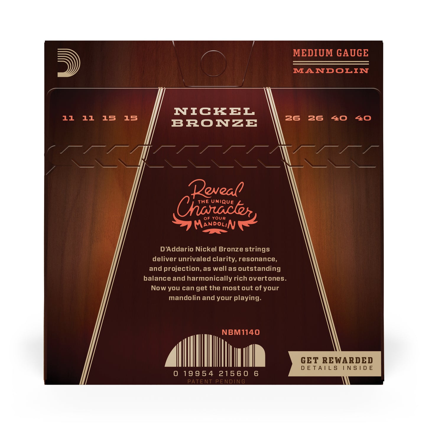 D'Addario NBM1140-3P Nickel Bronze Mandolin Strings, Medium 11-40 (3 SETS)