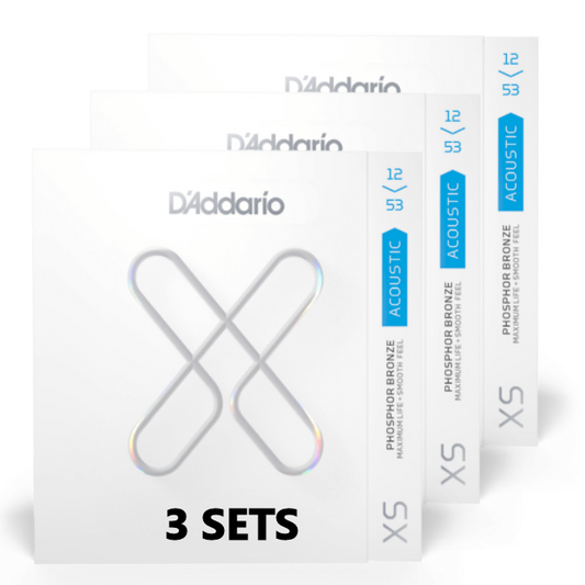 D'Addario XSAPB1253-3 XS Phosphor Bronze 12-53 Light (3 SETS)