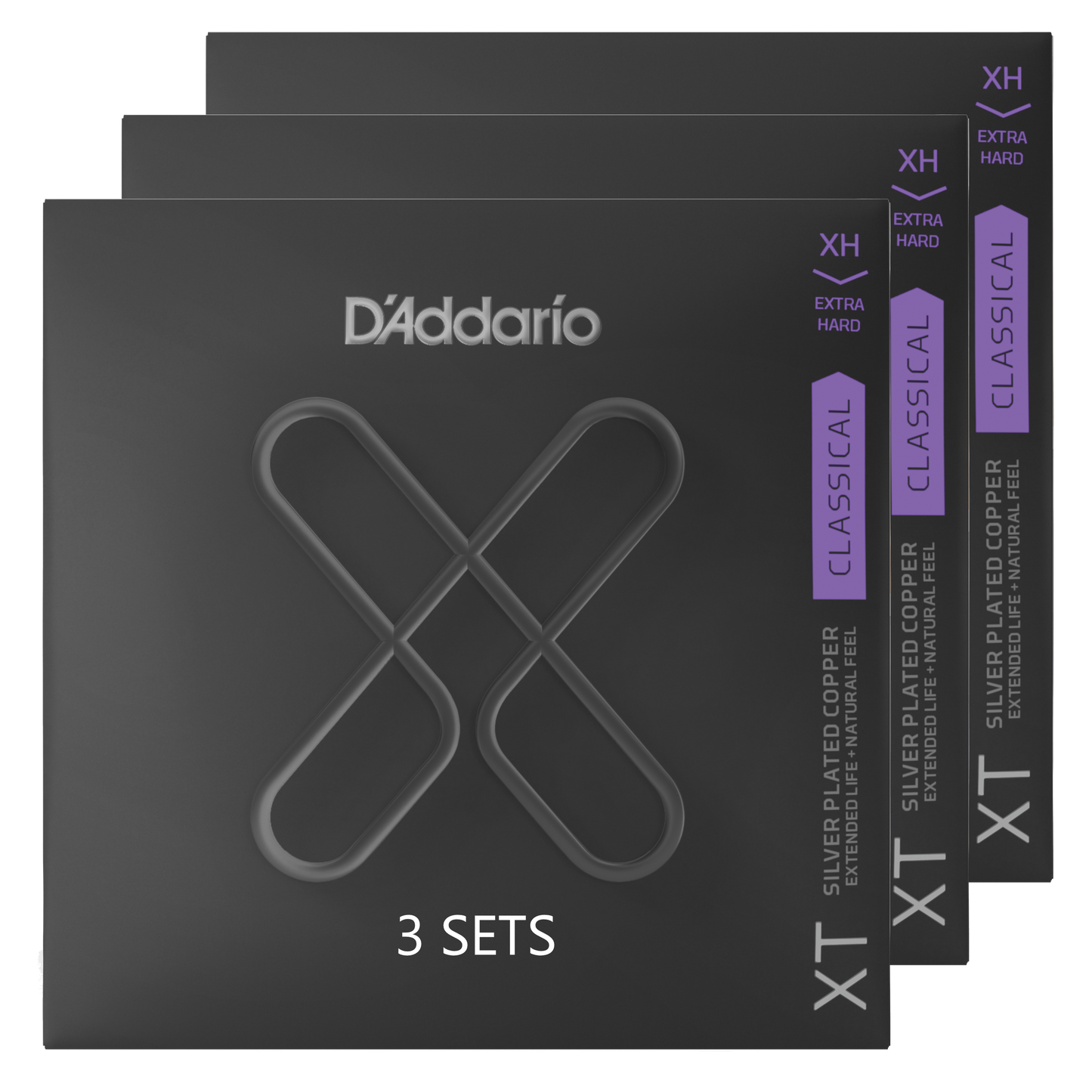 D'Addario XTC44-3P Extra Hard Tension, XT Coated Silver Plated Copper - 3 SETS