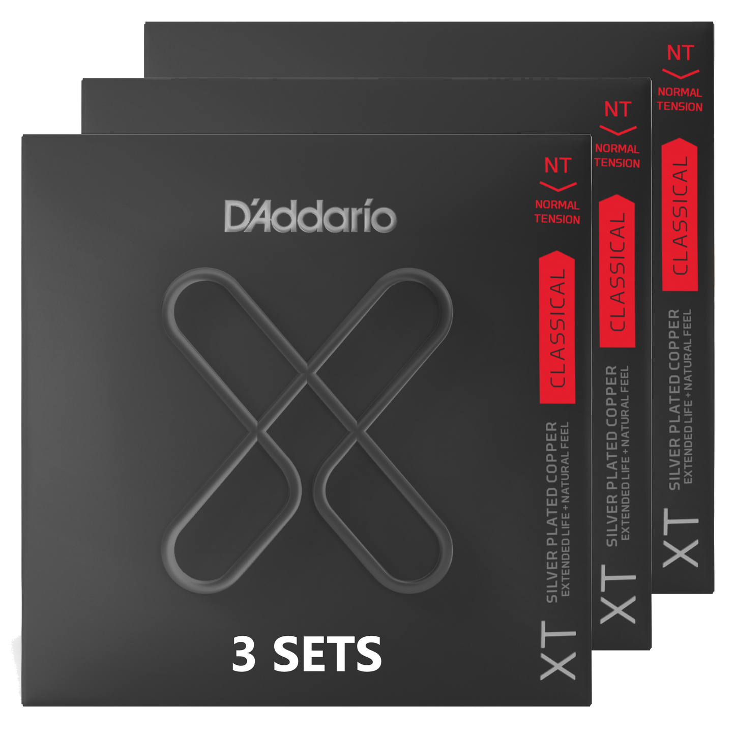 D'Addario XTC45-3P, XT Classical Silver Plated Copper, Normal Tension (3 SETS)