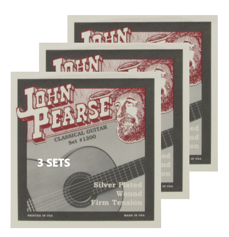 John Pearse 1200-3P Classical 6-String Guitar Silver Plated Wound Firm Tension, 29-44 (3 SETS)