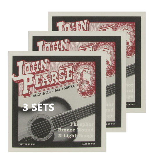 John Pearse 500XL-3P Acoustic 6-String Guitar Phosphor Bronze Extra Light 10-47 (3 SETS)
