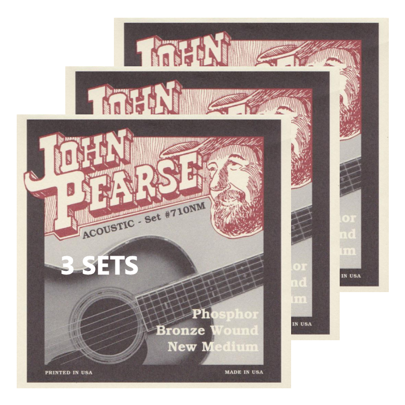 John Pearse 710NM-3P Acoustic 6-String Guitar Phosphor Bronze Medium Gauge 13-55 (3 SETS)