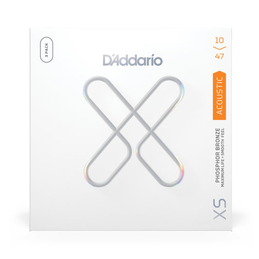 D'Addario XSAPB1047-3P XS Phosphor Bronze 10-47 Light (3 SETS)