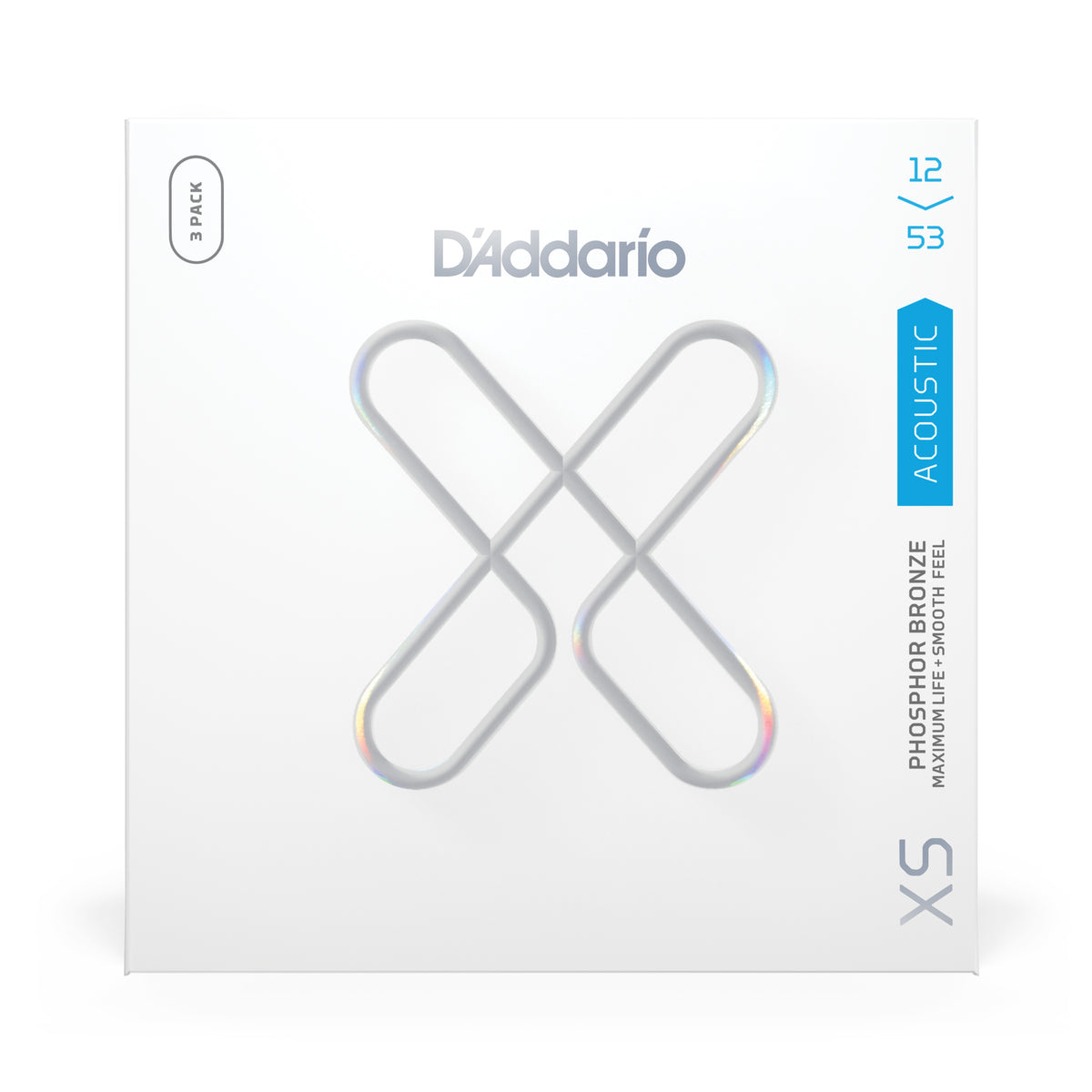 D'Addario XSAPB1253-3 XS Phosphor Bronze 12-53 Light (3 SETS)