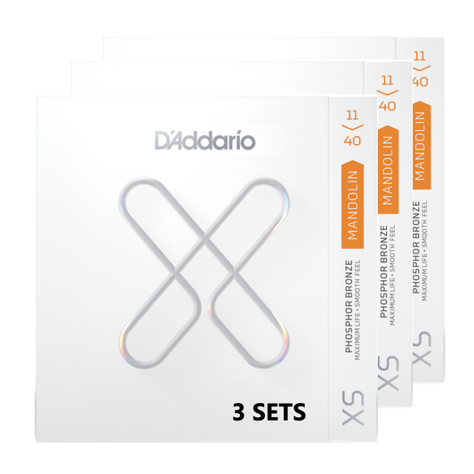 D'Addario XSM1140-3P XS Coated Phosphor Bronze Mandolin Strings, Medium 11-40 (3 SETS)